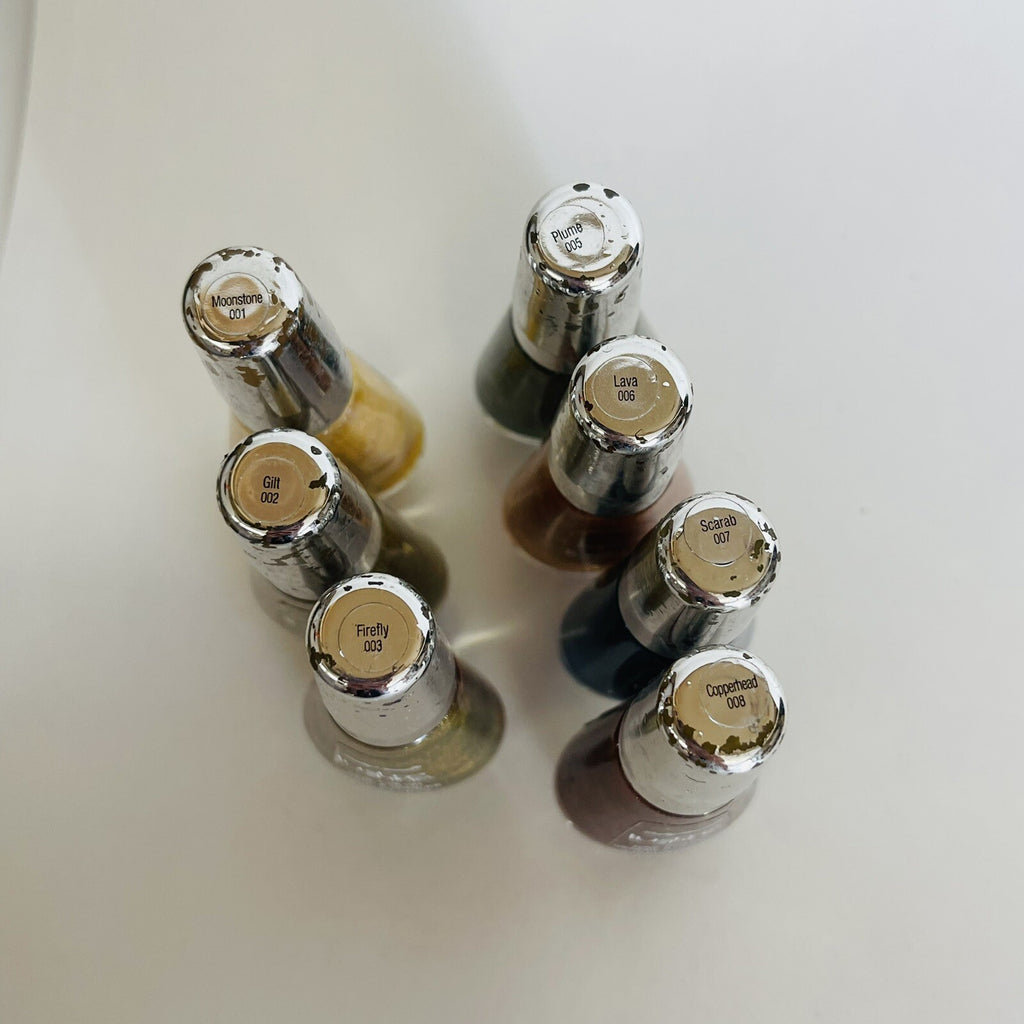 Set of 7 Shiny Multicolor Nail Polishes - Lustre Shine & Peeling Cap