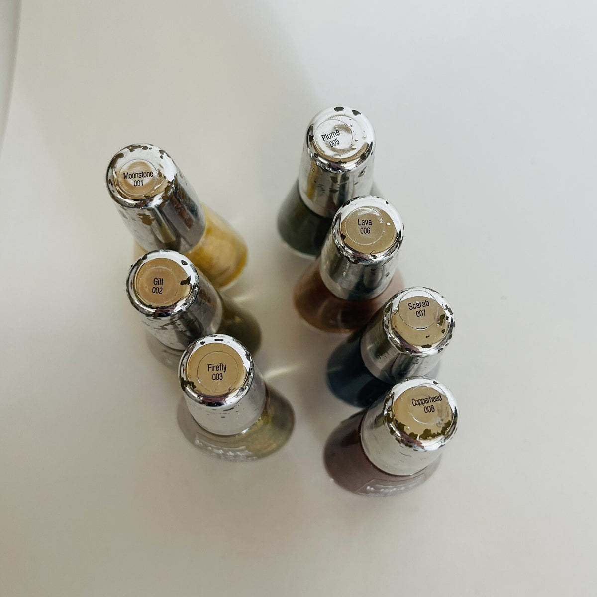 Set of 7 Shiny Multicolor Nail Polishes - Lustre Shine & Peeling Cap