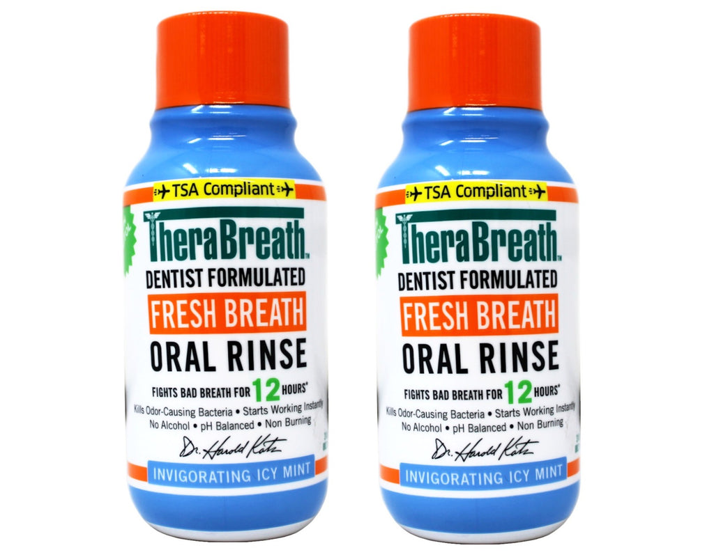 TheraBreath Fresh Breath Mouthwash Icy Mint Travel Size 3 fl oz - 2 Pack