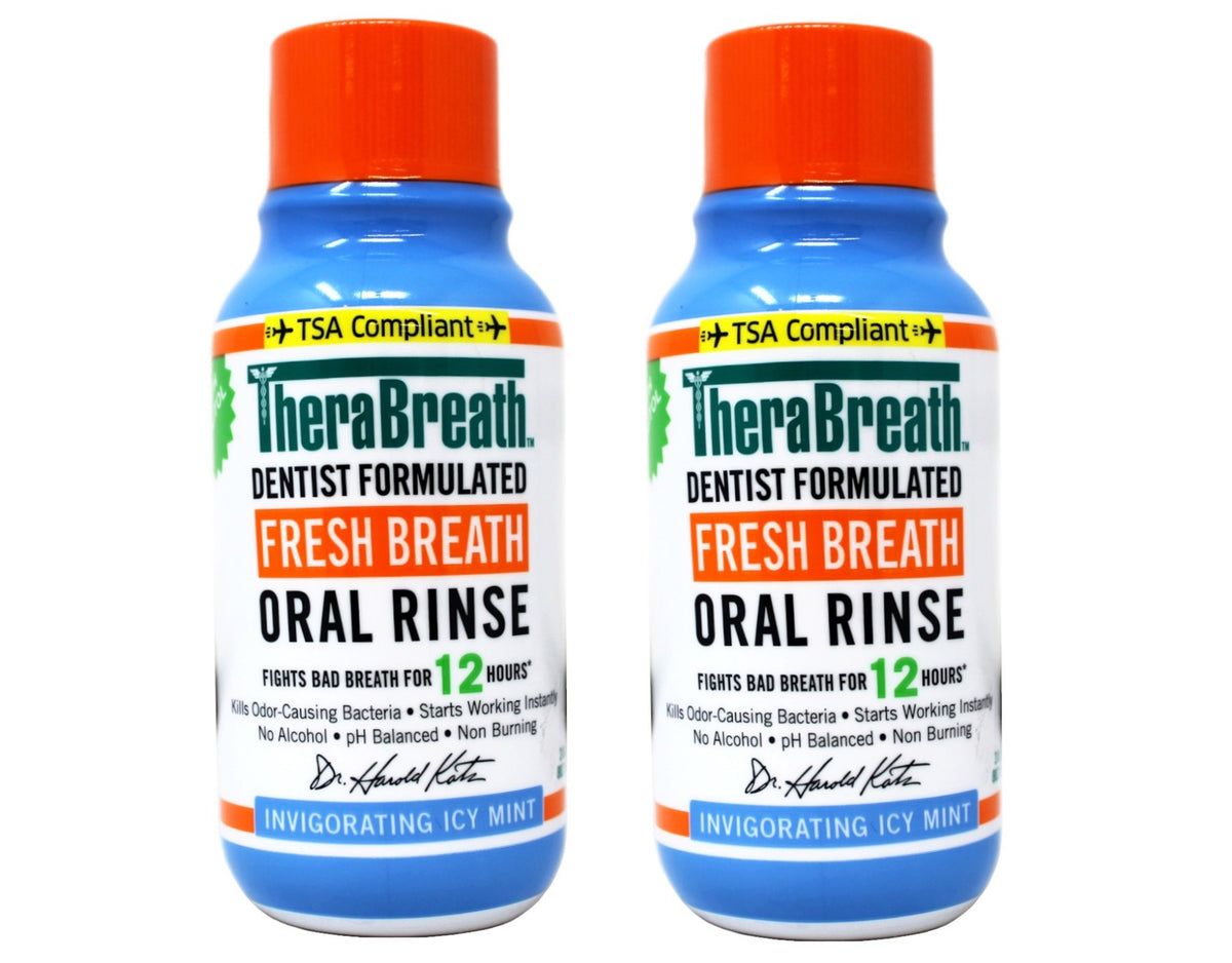 TheraBreath Fresh Breath Mouthwash Icy Mint Travel Size 3 fl oz - 2 Pack