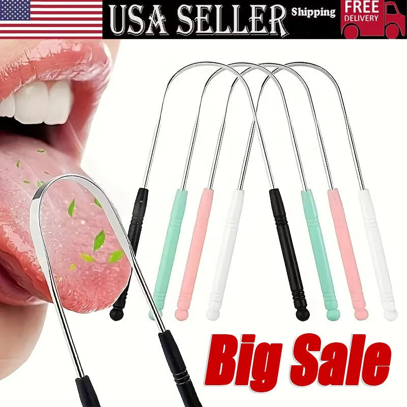 Stainless Steel Tongue Scraper for Fresh Breath Oral Care - Durable & Portable