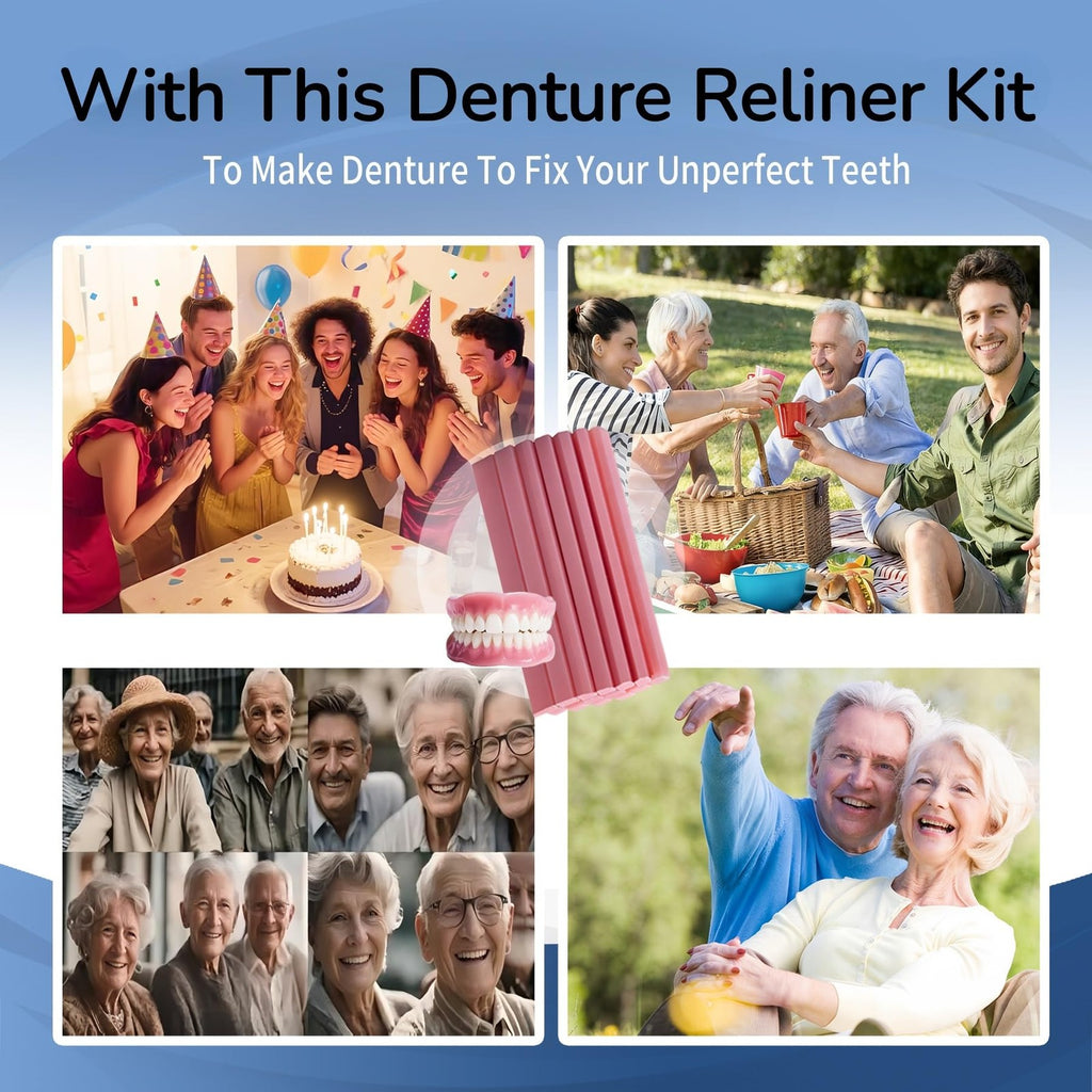 Denture Reline Kit - Quick Boil & Fit Pink Reliner for Full & Partial Dentures