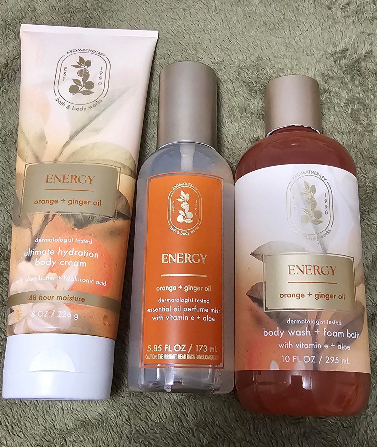 Orange & Ginger Aromatherapy Body Oil, Perfume, Wash & Cream Set