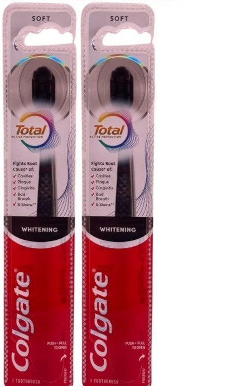 Colgate Total Active Prevention Whitening Soft Toothbrush Black 2 Pack