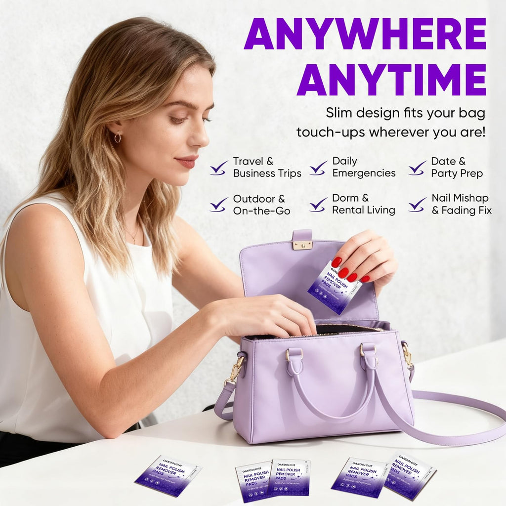 Bulk Acetone Nail Polish Remover Pads - Travel-Friendly, Quick & Effective, 250 Pack