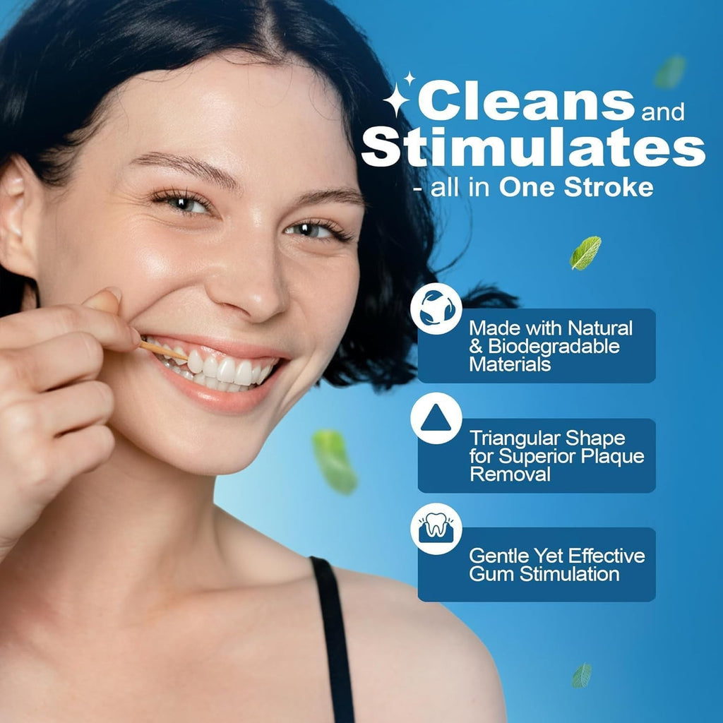 Mint Dental Picks for Plaque Removal - Wooden Toothpicks for Oral Hygiene