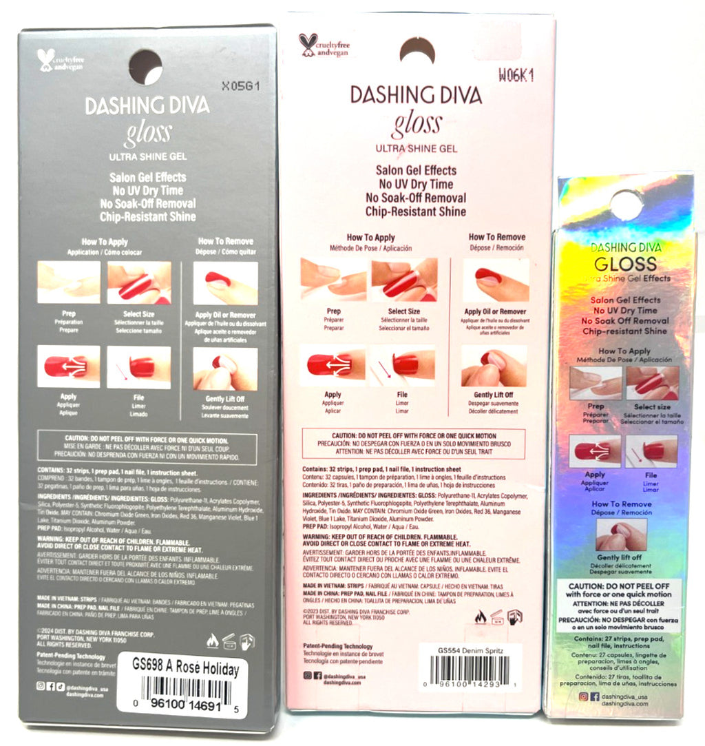 3 Pack Gel Nail Wraps - Ultra Shine, No Repeat, Sealed Sets