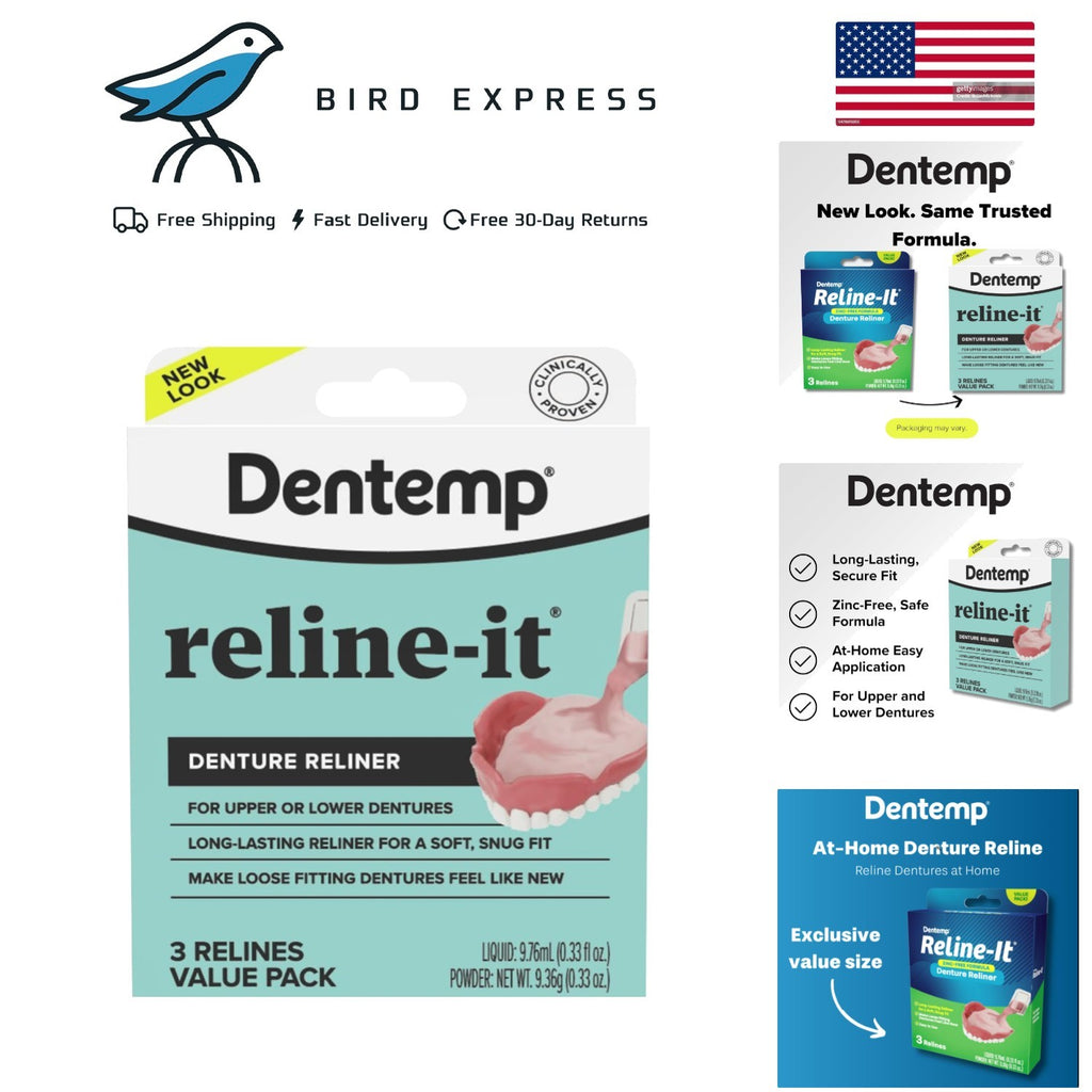Denture Reline Kit - Advanced Formula 3 Pack for Upper & Lower Dentures
