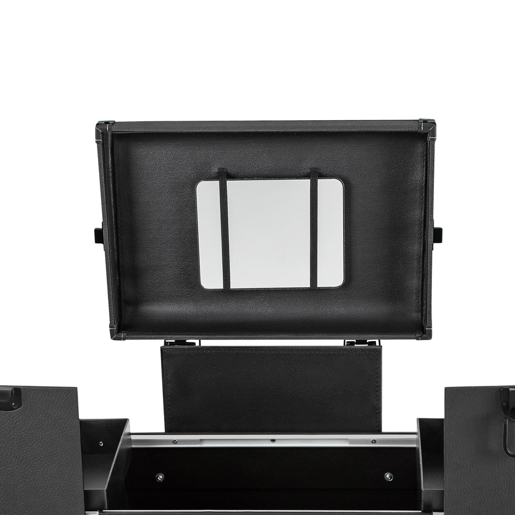 Black Rolling Makeup Train Case with 4 Trays & Mirror, Portable Organizer