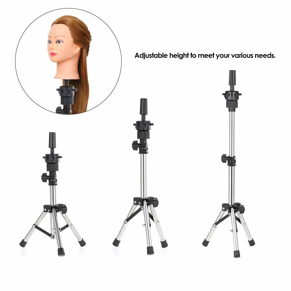 Portable Wig Mannequin Head Stand with Adjustable Tripod Holder