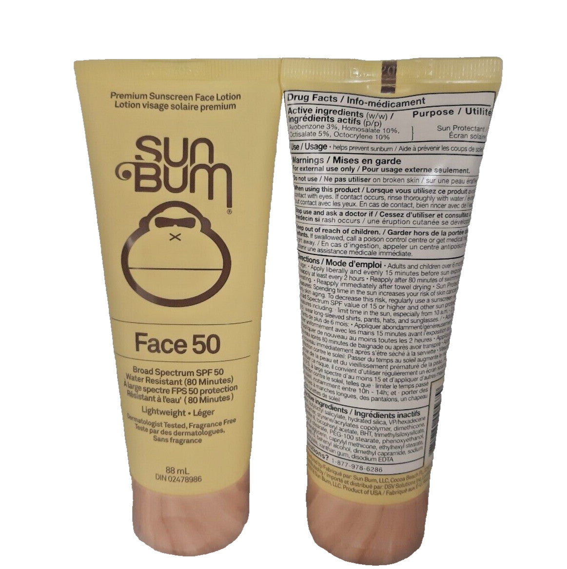 Sun Bum SPF 50 Face Sunscreen Lotion 88ml - Hydrating Sun Protection