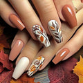 Medium Coffin Autumn Spirit Full Cover Nail Tips Set with Glue & File