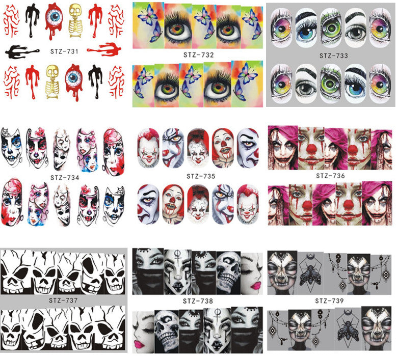 Halloween Day of the Dead Nail Art Stickers - 25 Sheets