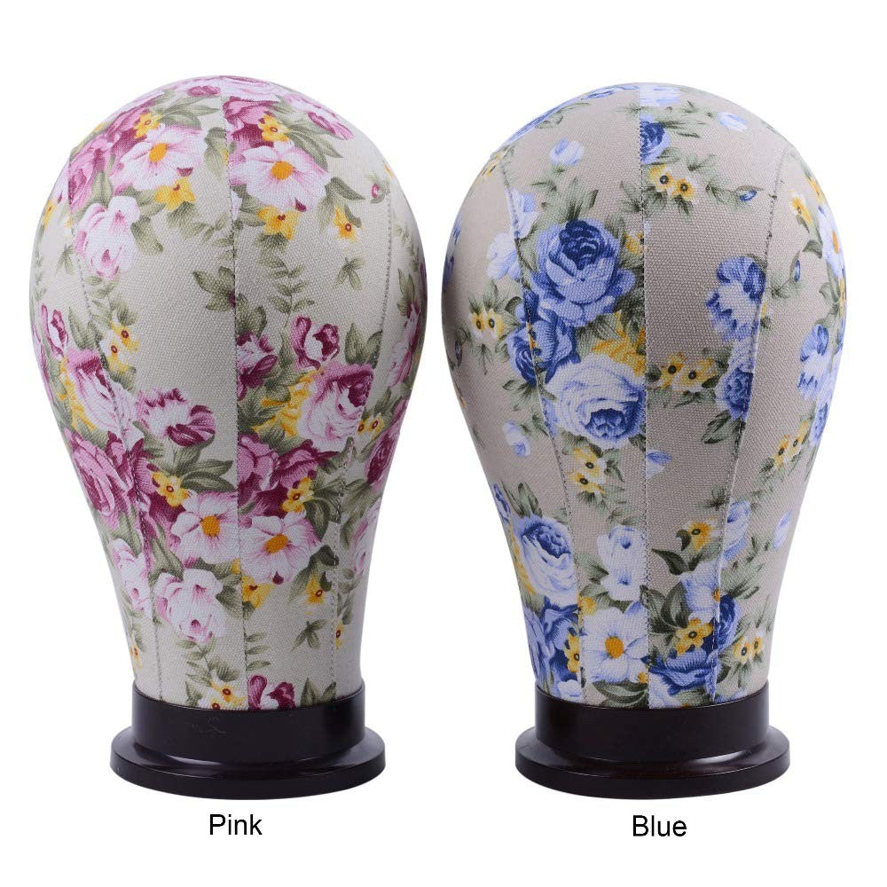 Canvas Mannequin Head for Wig Making and Hair Extensions - Pink Flower