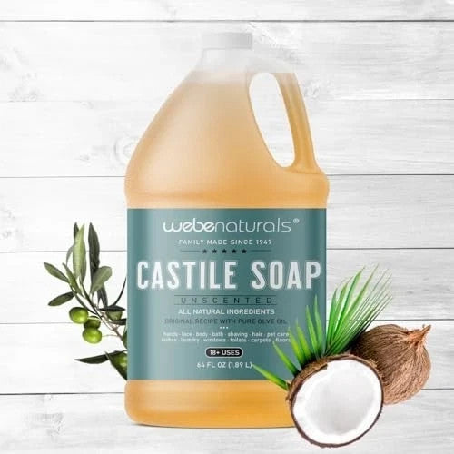 Organic Liquid Castile Soap - Unscented, Multi-Purpose, 64 Fl Oz