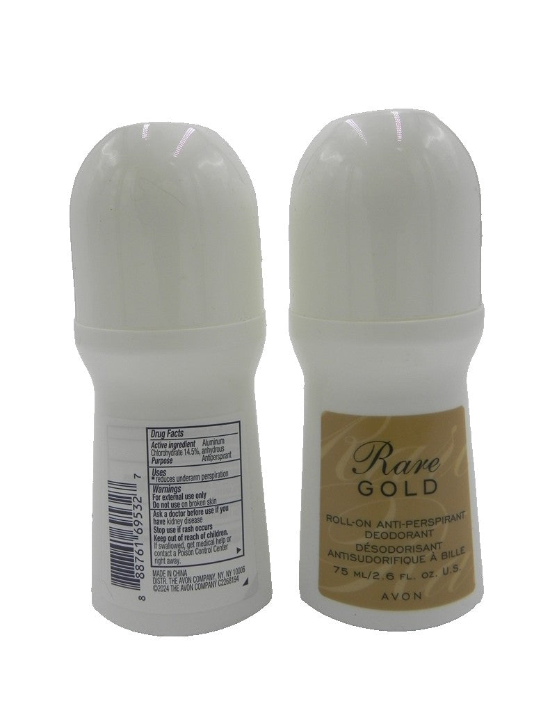 Avon Rare Gold Roll-On Antiperspirant Deodorant 2.6 oz - Lot of 2