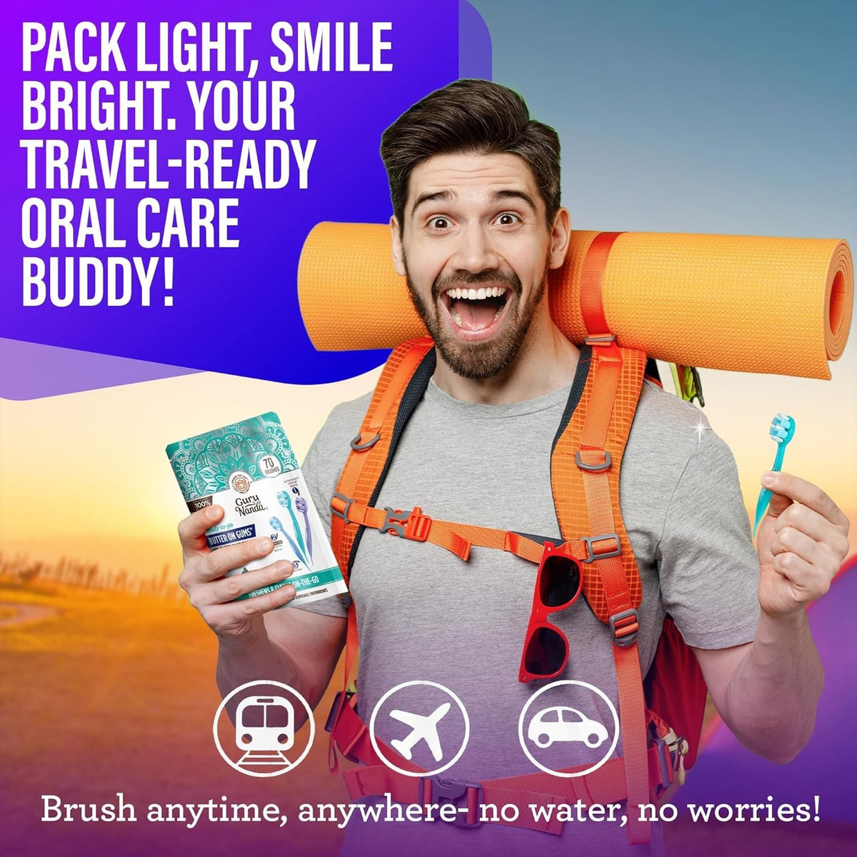 Disposable Travel Toothbrush with Softex Bristles & Built-In Toothpick