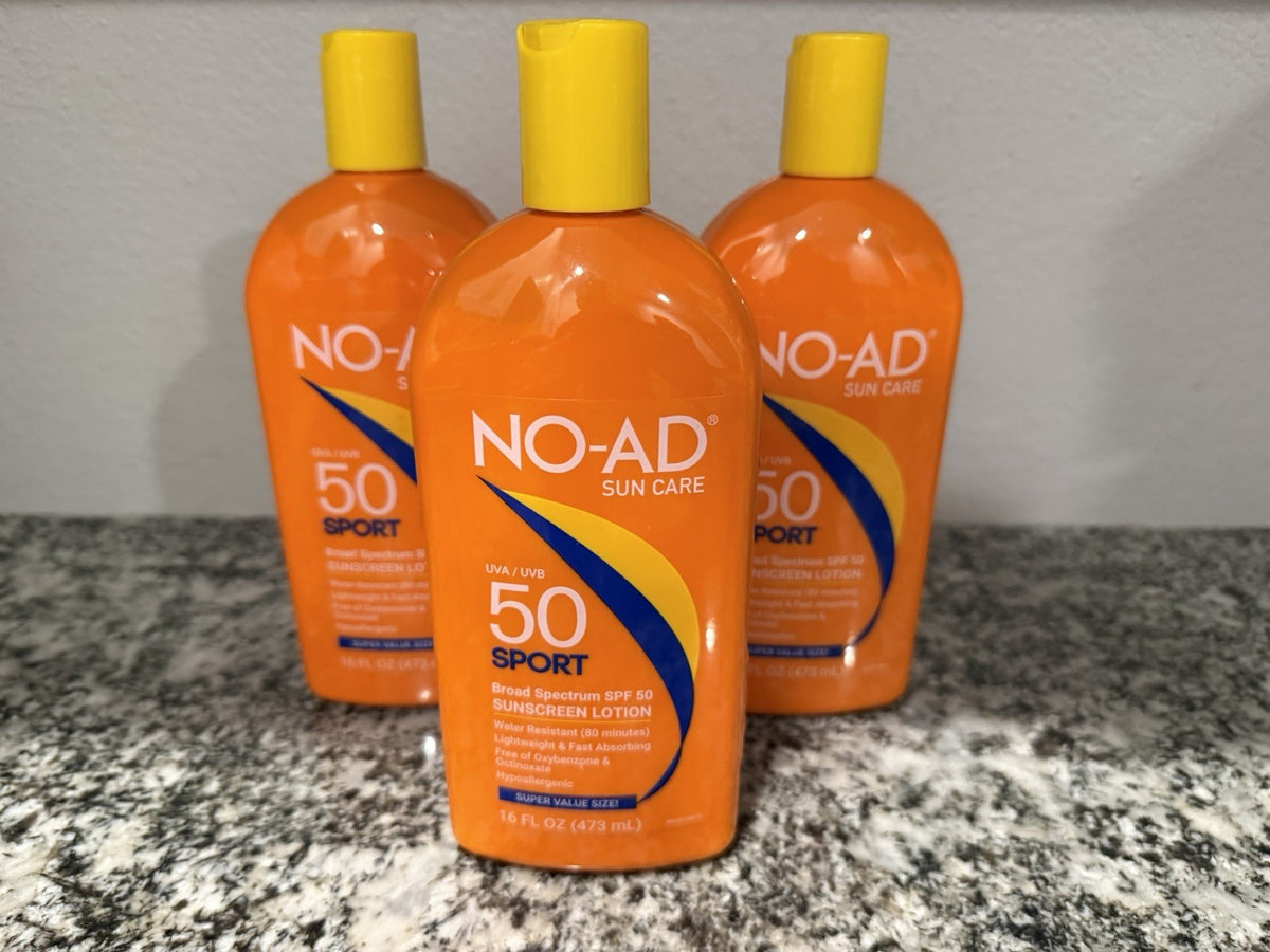 No-Ad SPF 50 Sport Sunscreen Lotion - Pack of 3, 16 fl oz Each