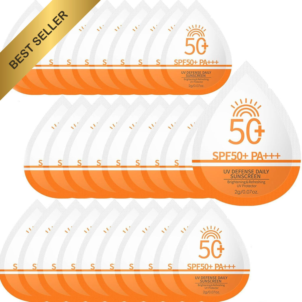 Travel Size SPF 50+ Sunscreen Pack - 30 Mini Face & Body Lotion Packets
