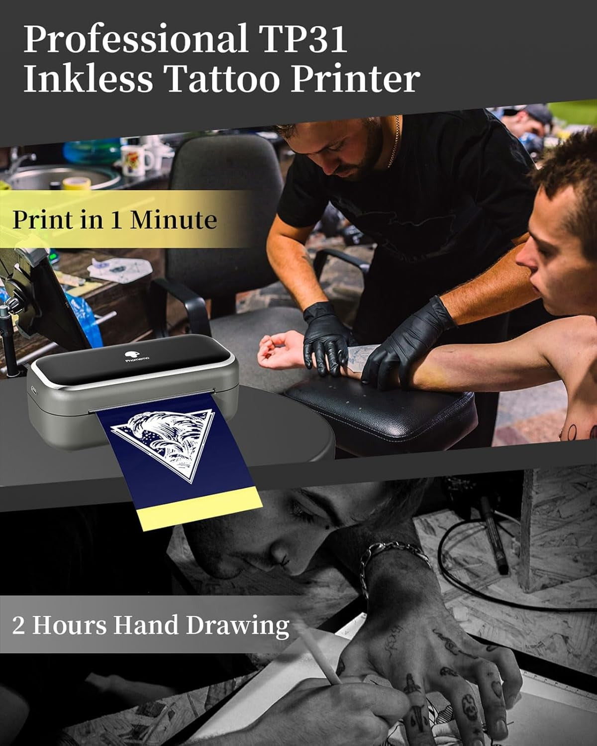 Tattoo Stencil Printer TP31 – Portable Bluetooth Thermal Printer for Tattooing