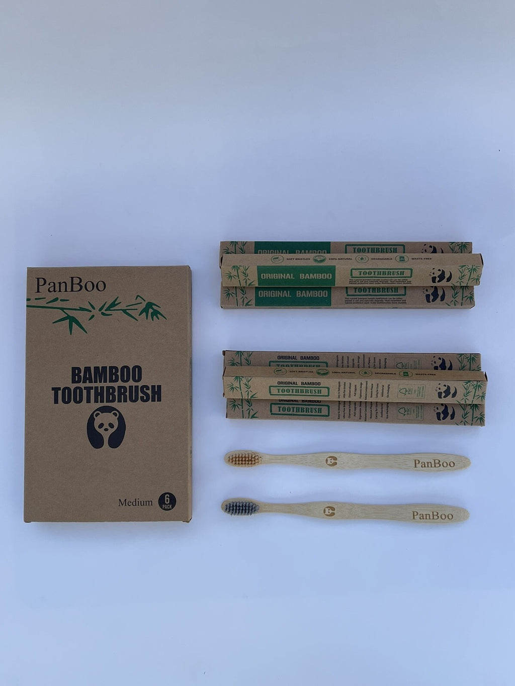 Bamboo Manual Toothbrush Medium - Biodegradable Eco-Friendly Natural Handle