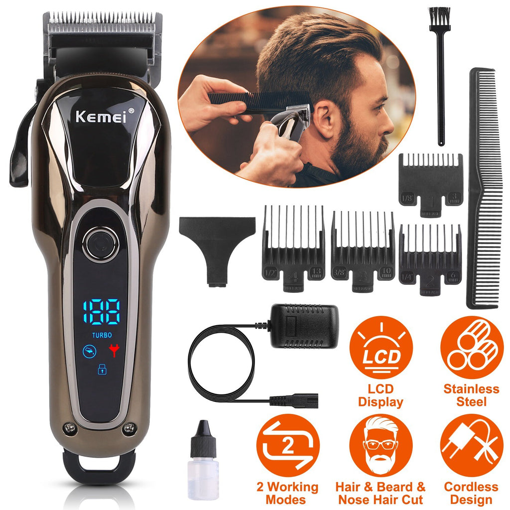Professional Cordless Hair Clippers Trimmer Kit for Men & Barber Salon Use