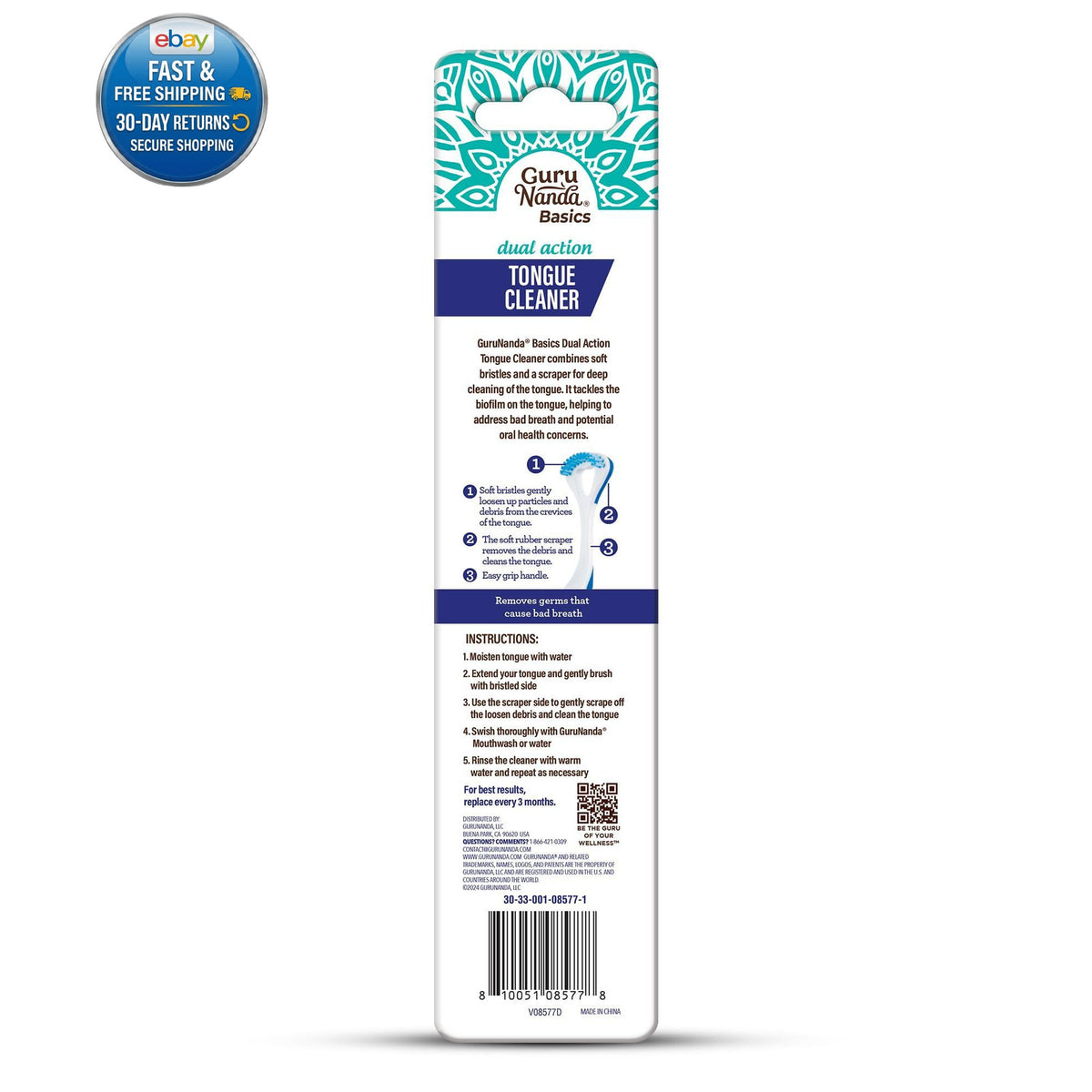 Dual Action Tongue Scraper & Soft Bristle Brush - Fresh Breath Oral Care