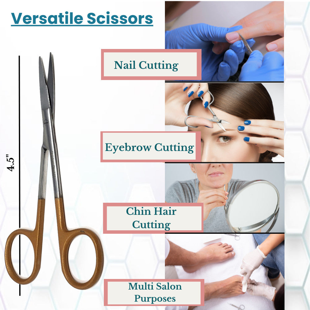 4.5-Inch Stainless Steel Salon Scissors for Nail, Eyebrow & Hair Grooming