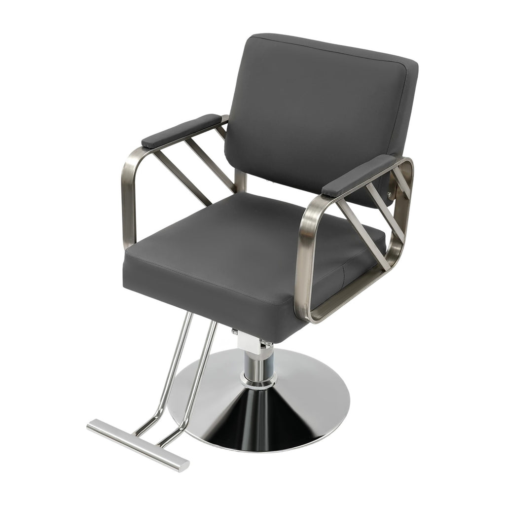Swivel Salon Chair for Hair Stylist, Adjustable Grey Styling Chair