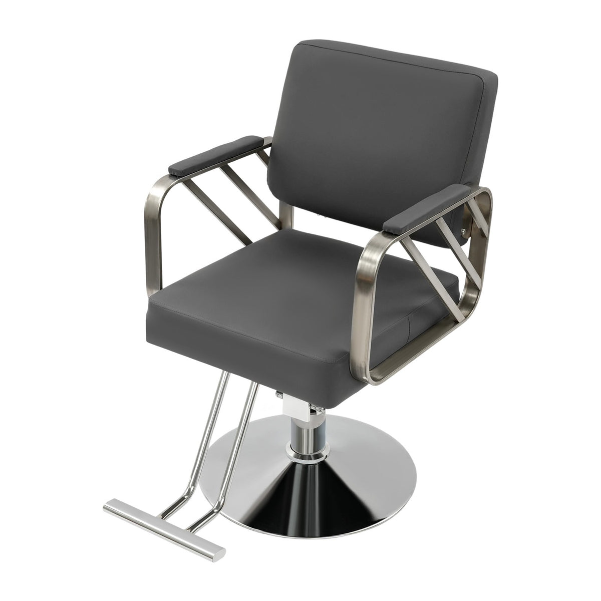 Swivel Salon Chair for Hair Stylist, Adjustable Grey Styling Chair