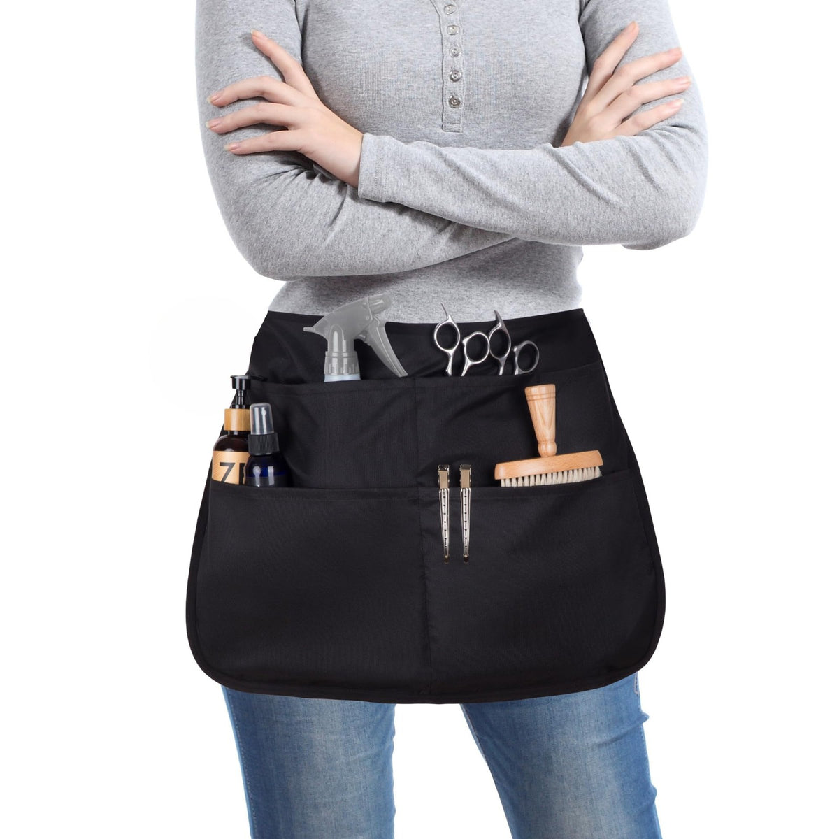 Unisex Waterproof Bleach-Proof Barber Apron with 5 Pockets - Hair Stylist Workwear