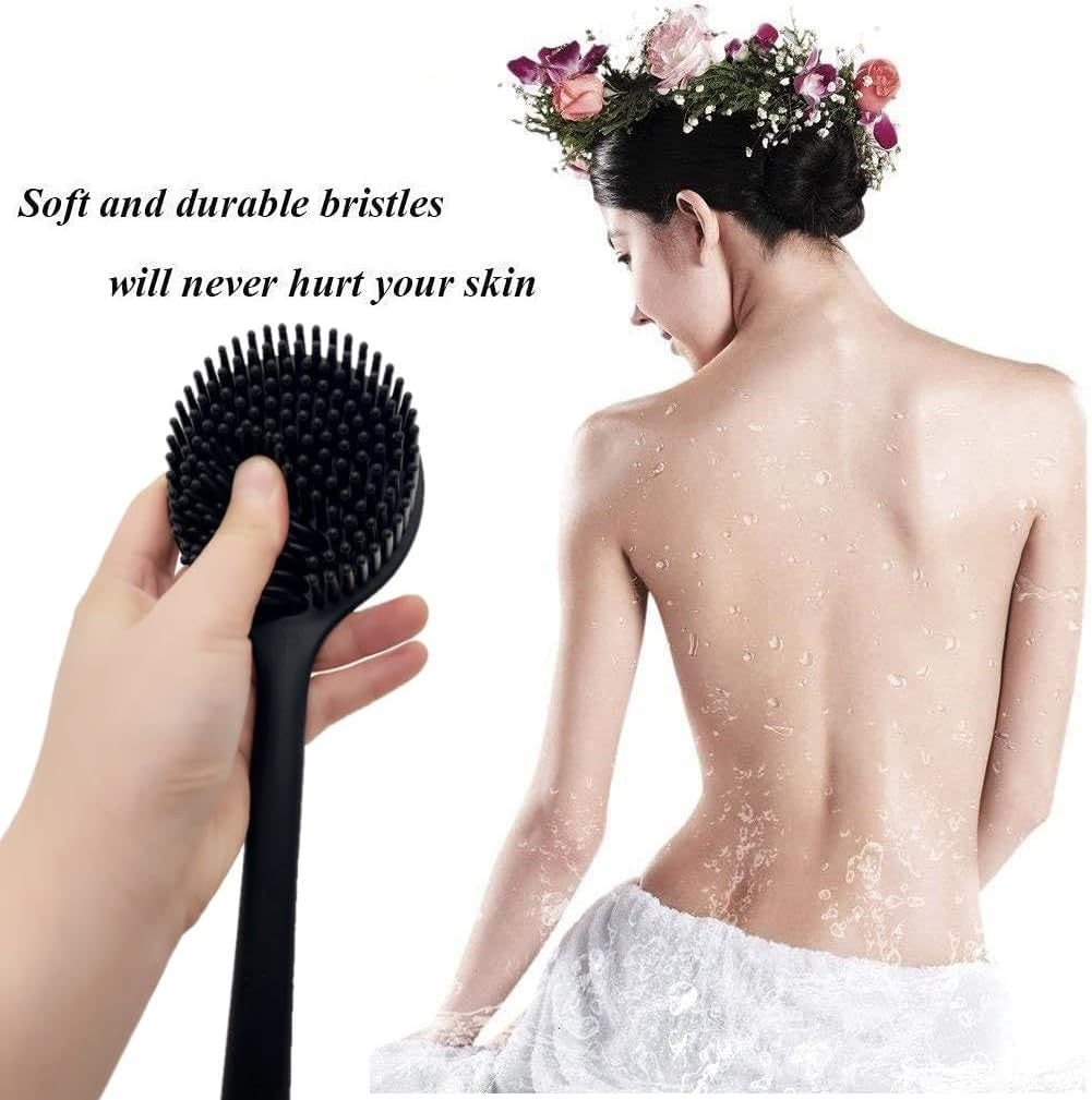 Silicone Back Scrubber Long Handle Shower Body Brush for Men & Women