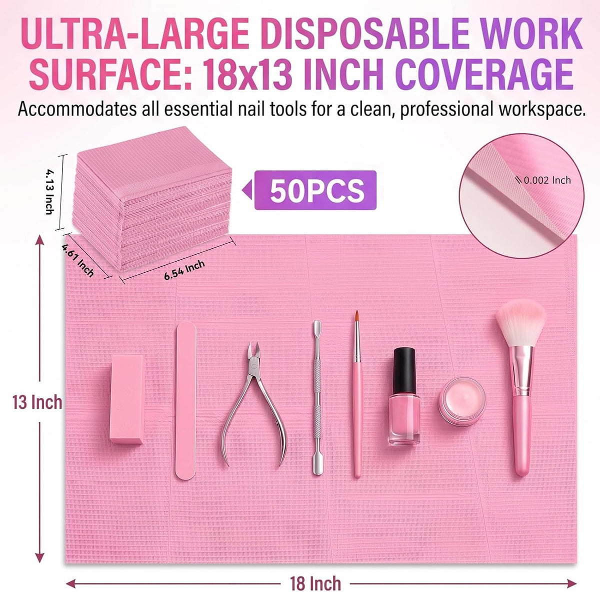 Disposable Nail Mat Set - Waterproof 18x13 Inches for Manicure & Pedicure