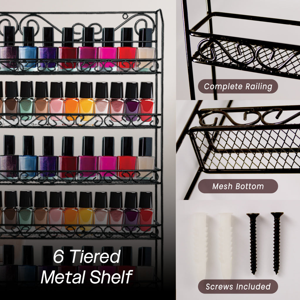 Wall Mounted Nail Polish Display Organizer Rack Holds Up To 100 Bottles