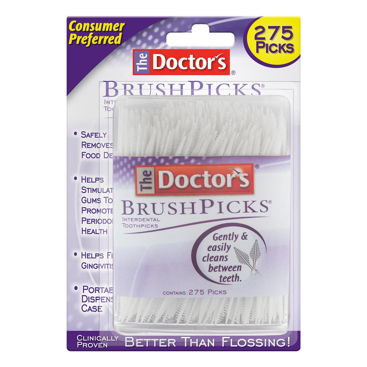 Interdental Toothpicks with Soft Bristles & Dental Pick - 275 Pack