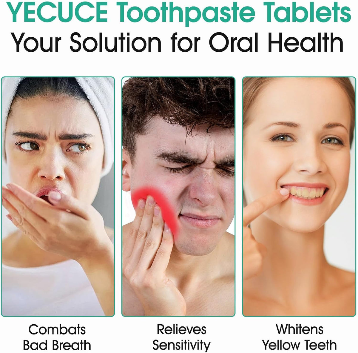 Natural Whitening Toothpaste Tablets with Nano Hydroxyapatite - Fluoride-Free Chewable Xylitol Oral Care, 150 Count