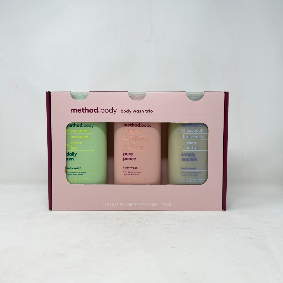 3 Pack Method Body Wash Set - Daily Zen, Pure Peace, Simply Nourish 18oz
