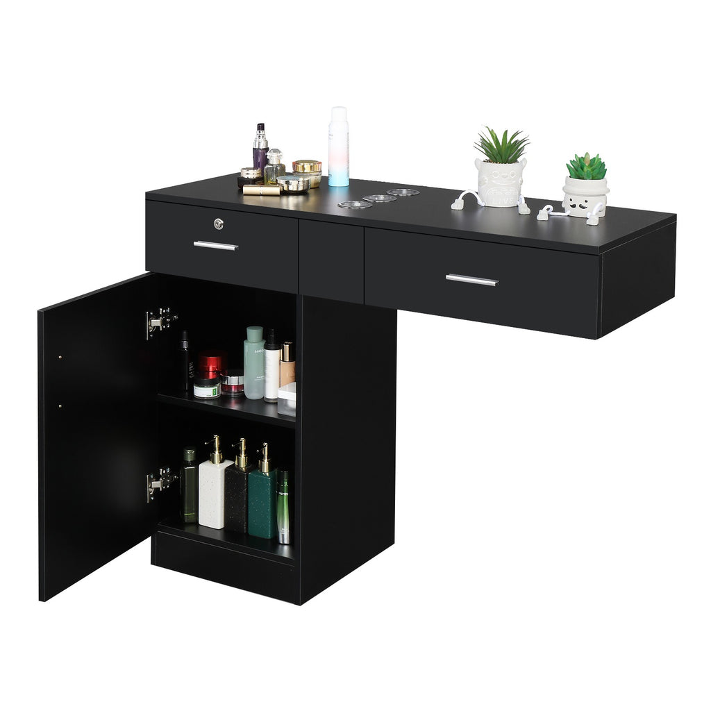 Salon Wall Mounted Hair Styling Station with Lockable Drawers - Salon Furniture