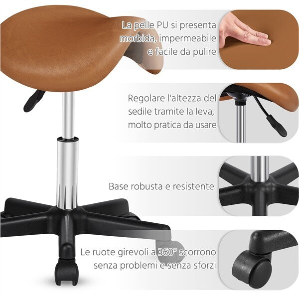 Hydraulic Adjustable Saddle Stool for Salon Tattoo Massage Dental