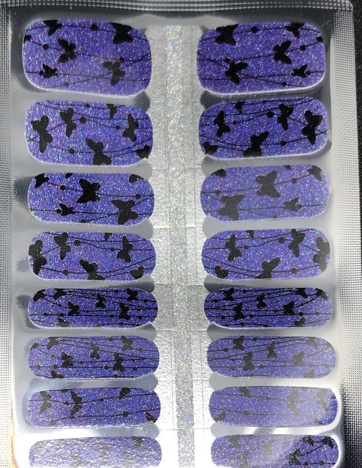 Color Nail Polish Strips 16 Count Butterfly Design - Easy Manicure