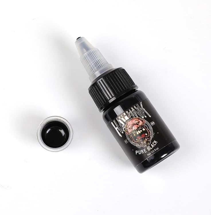 Pure Black Tattoo Ink 1/2oz - Professional Quality & High Stability