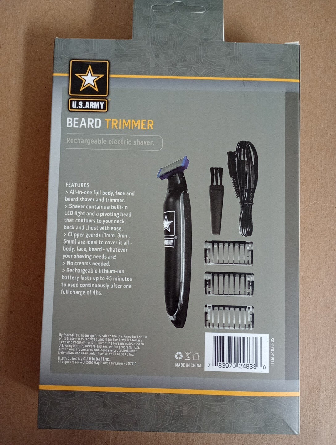 U.S. Army Official Licensed Rechargeable Beard Trimmer & Electric Shaver