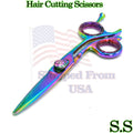 6.5 Inch Rainbow Color Barber Razor Edge Scissors for Hair Cutting & Styling