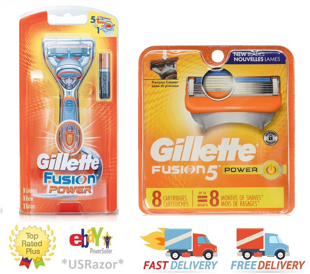 Gillette Fusion Power Razor Blades Refill Pack with Handle & Battery - 9 Count