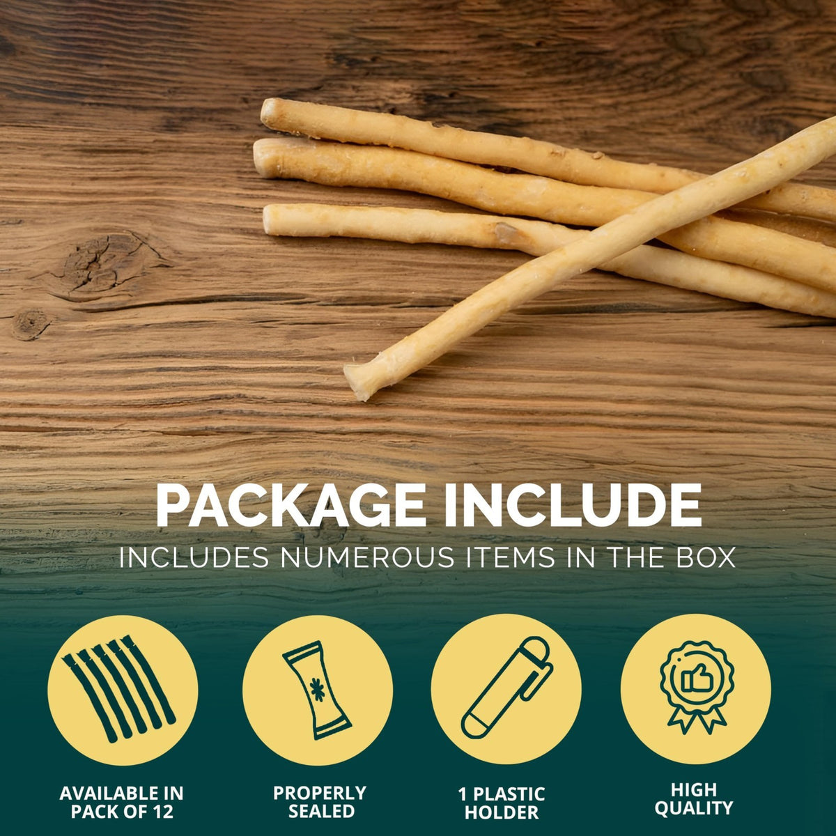 Natural Miswak Tooth Sticks with Holder - Organic Oral Care Set, Pack of 12