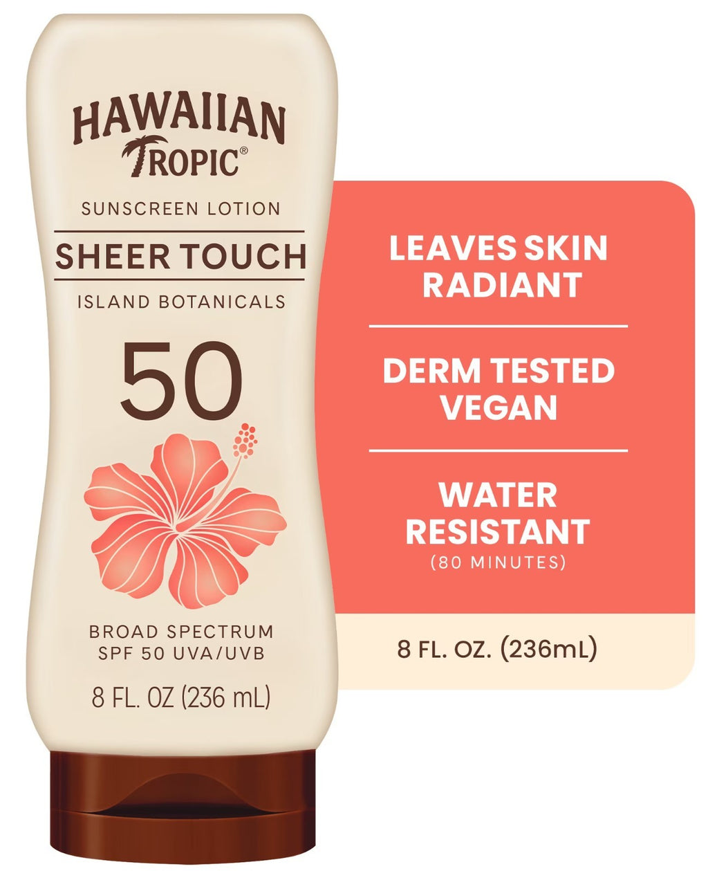 SPF 50 Sunscreen Lotion with Tropical Botanicals - Hydrating, Water-Resistant, 8 oz