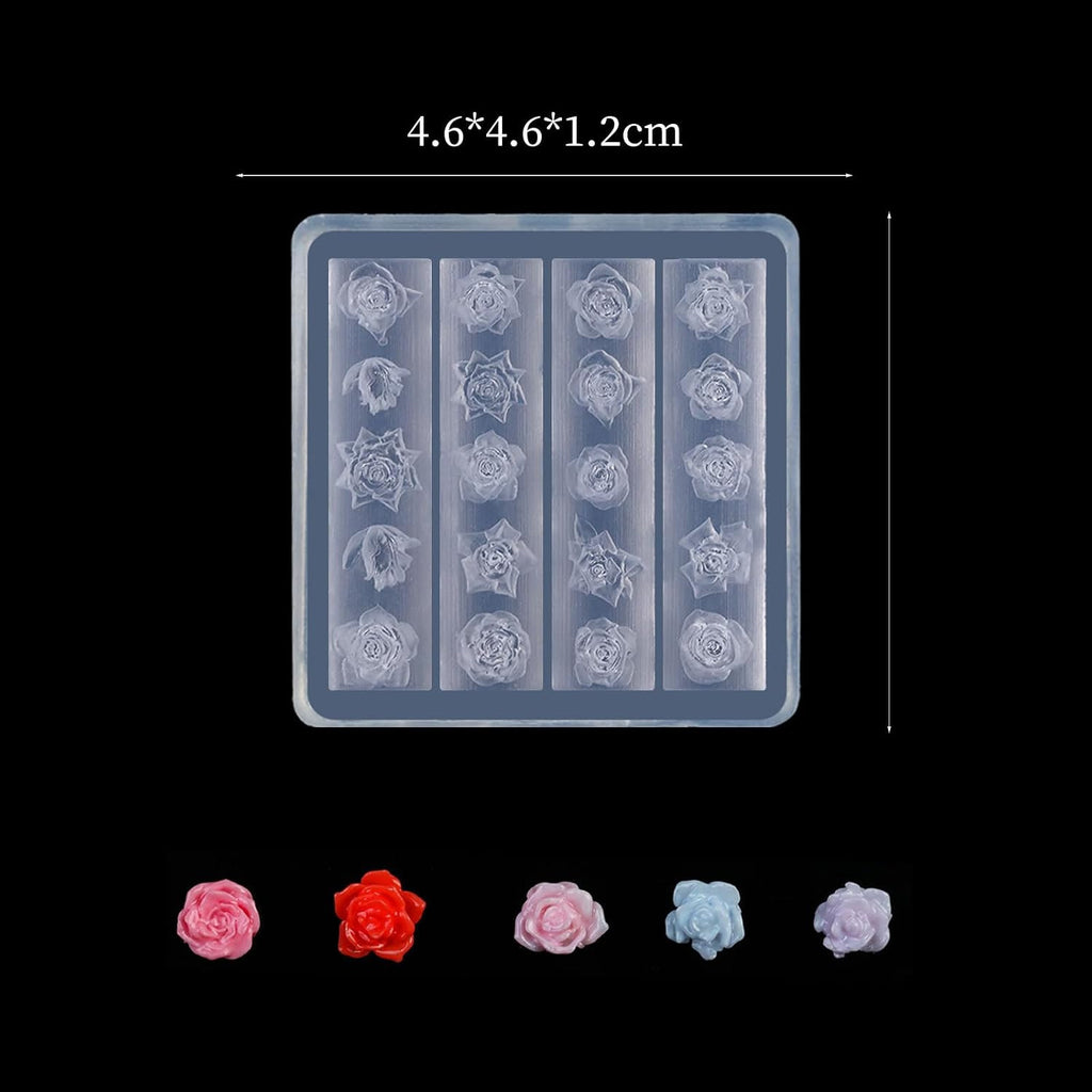 3D Rose Flower Nail Art Silicone Mold for DIY Manicures - Floral Carving Template