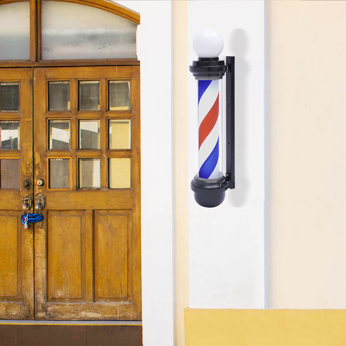 32-Inch Rotating LED Barber Pole Light for Hair Salons Outdoor Sign