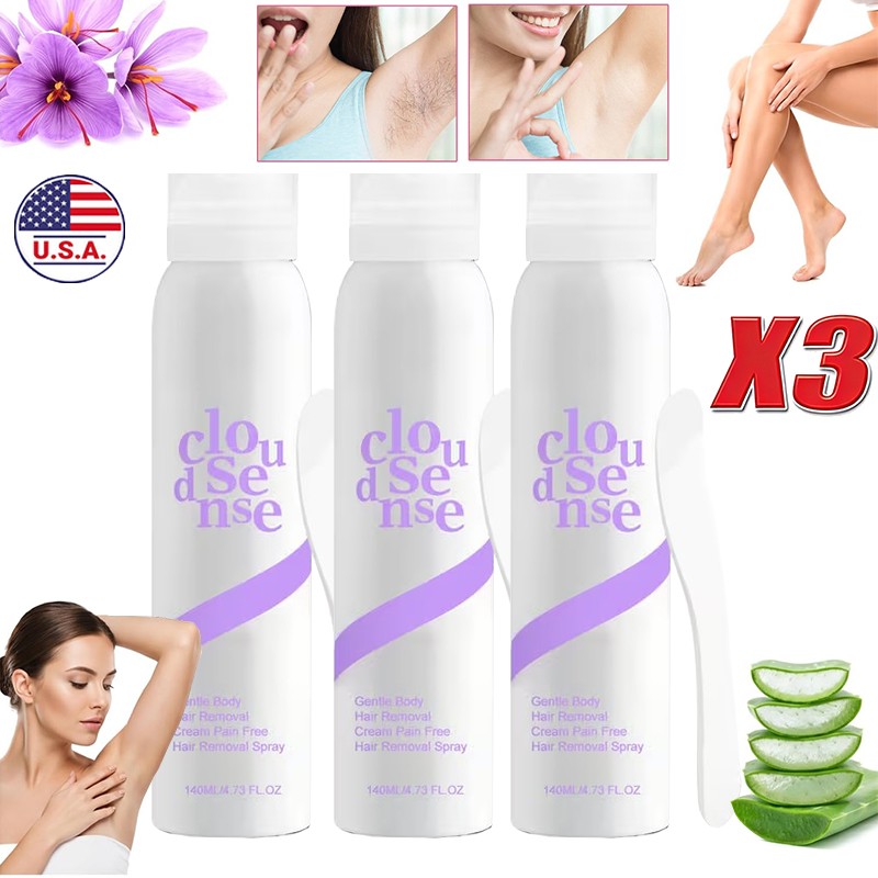 Gentle Hair Removal Foam Spray with Aloe & Hyaluronic Acid - 3X Pack