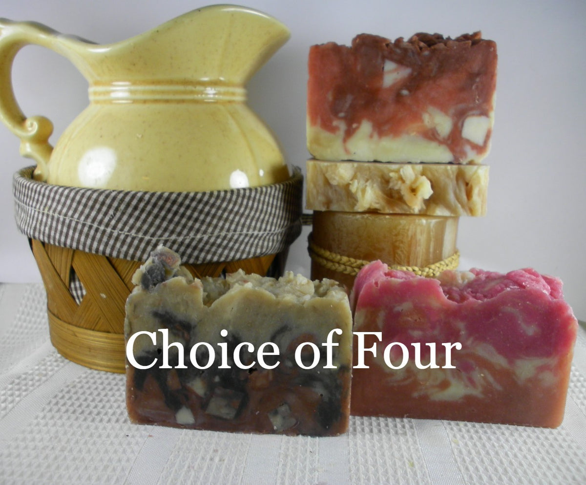 Natural Goat Milk Soap Set of 4 - Handmade with Shea & Honey
